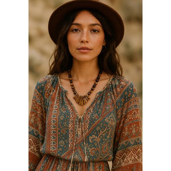 Vintage Tigers Eye Chunky Bead Necklace Gold Tone Clasp 23in Retro Jewelry boho - Picture 9 of 9